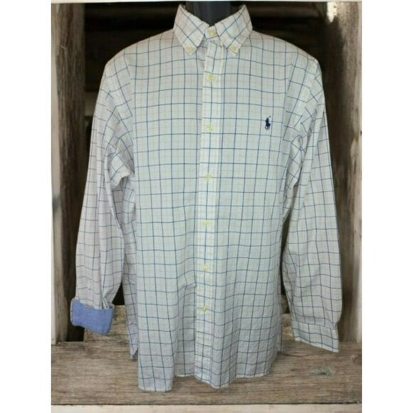 Ralph Lauren Mens Large Button-Down Long Sleeve Plaid Cotton Shirt - Picture 1 of 7